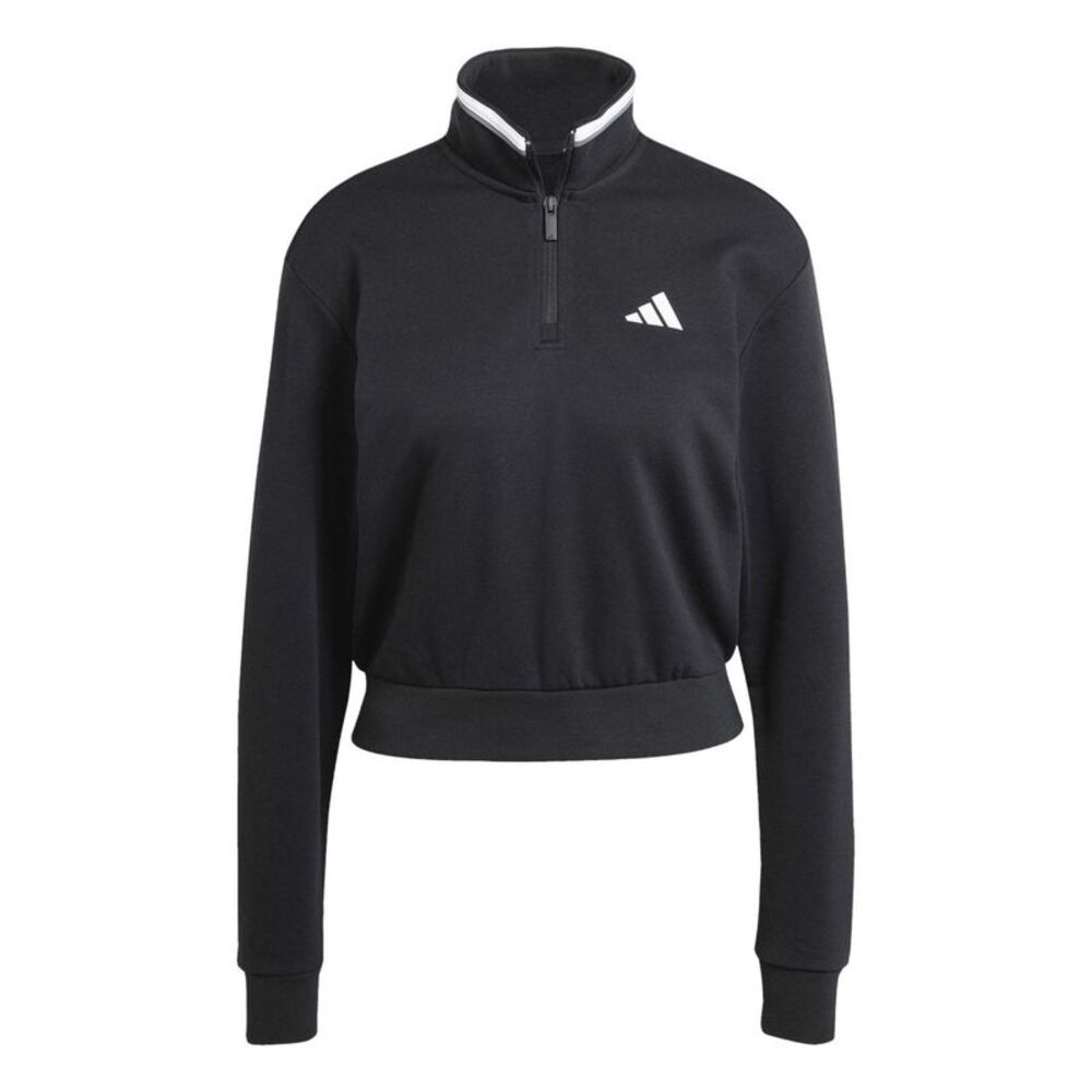 Adidas Womens/Ladies Quarter Zip Crop Sweatshirt / Black